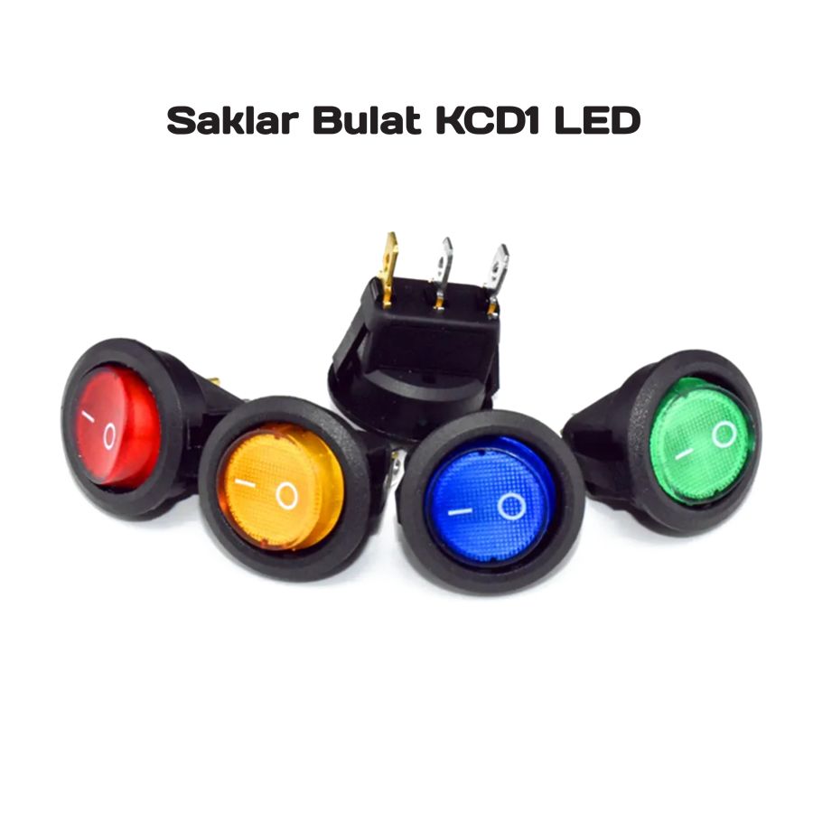 Saklar KCD1 bulat LED 3Pin-Kuning