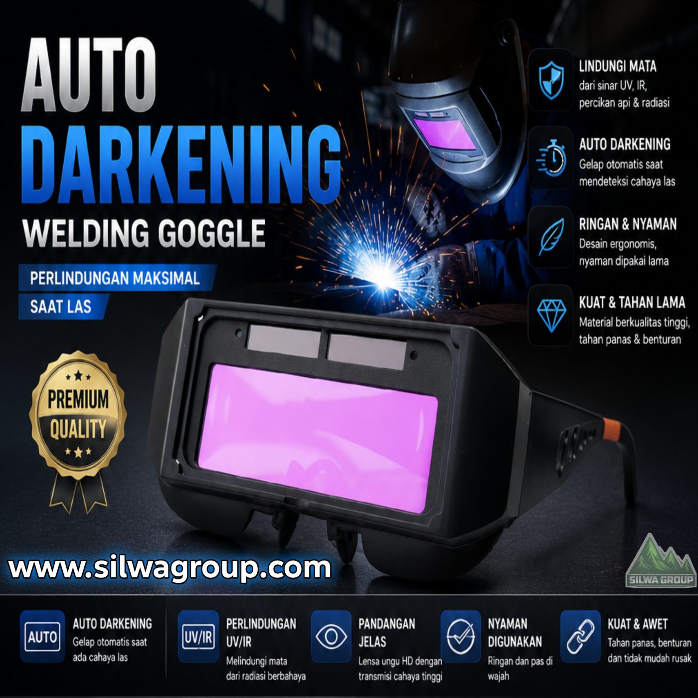 Kacamata Las Auto Darkening Mono Welding Goggles Otomatis